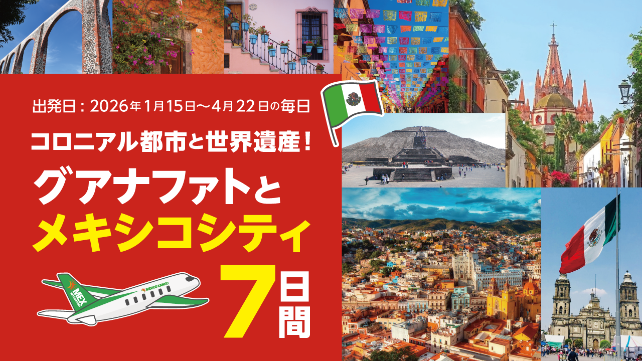 コロニアル都市と世界遺産！グアナフアトとメキシコシティ7日間【1月15日〜4月22日出発／日本発着ツアー】
